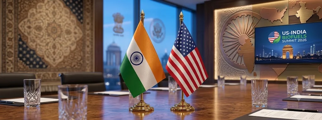 Indian and U.S. flags at the U.S.-India Biofuels Summit 2026